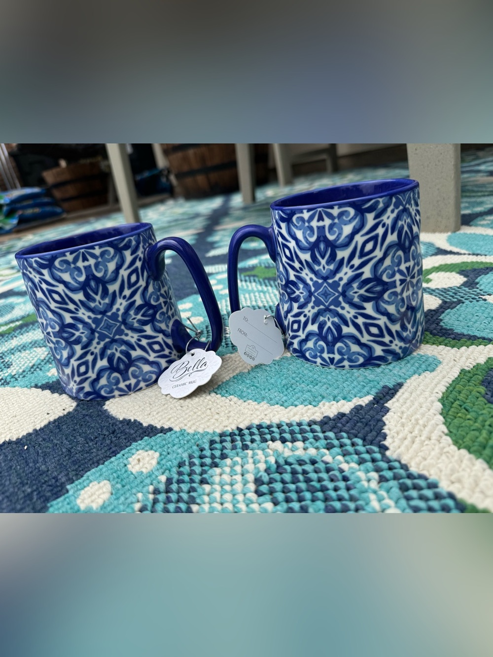 New 10 strawberry street Bella Elle Blue Ceramic Mug  Decorative Pattern - 2